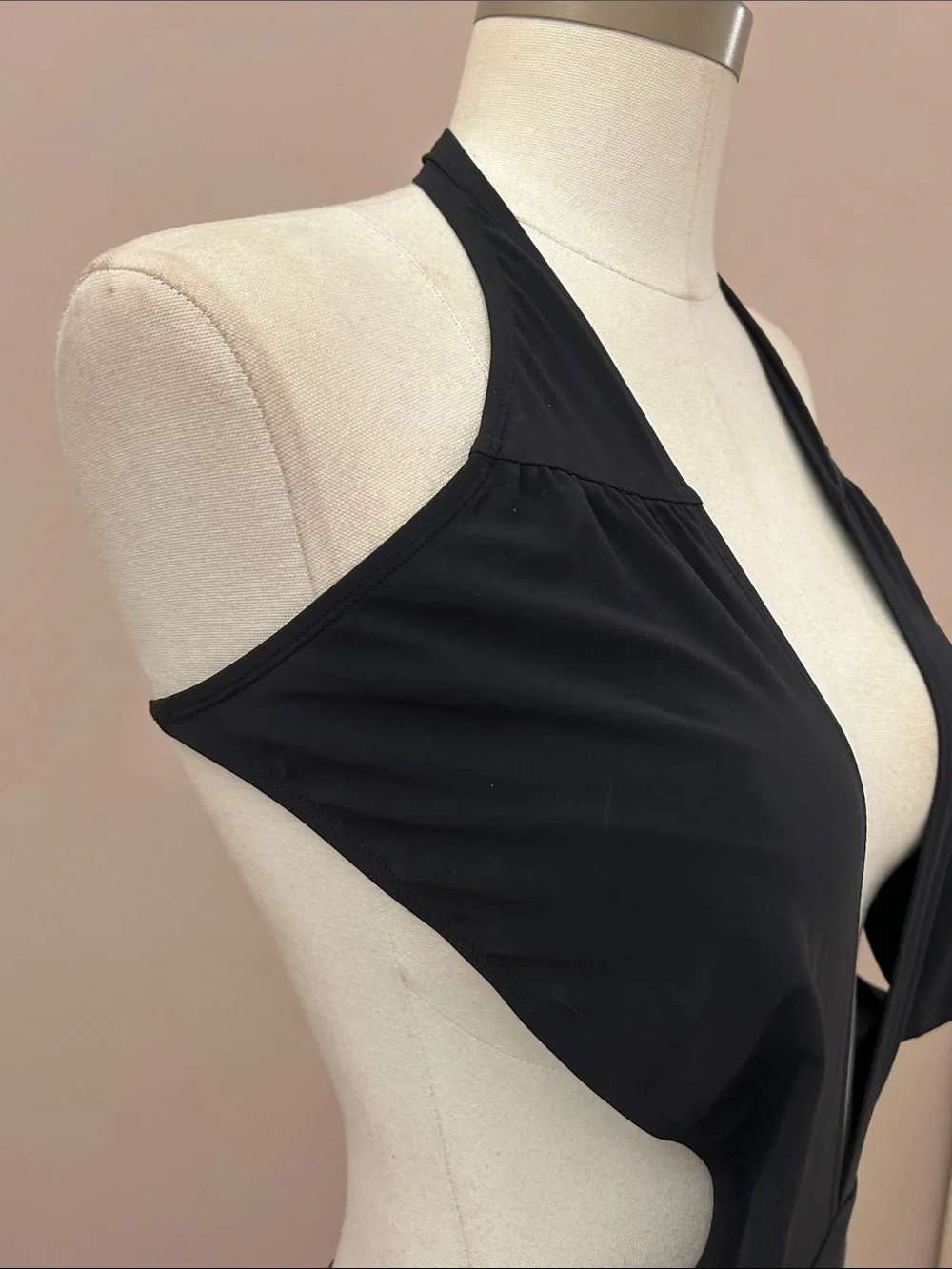 Tory Burch Black Plunge Halter One-Piece